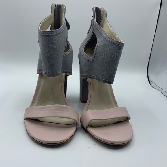 Mojo Moxy❤️ gray and pink block sandal heel - Picture 2 of 15
